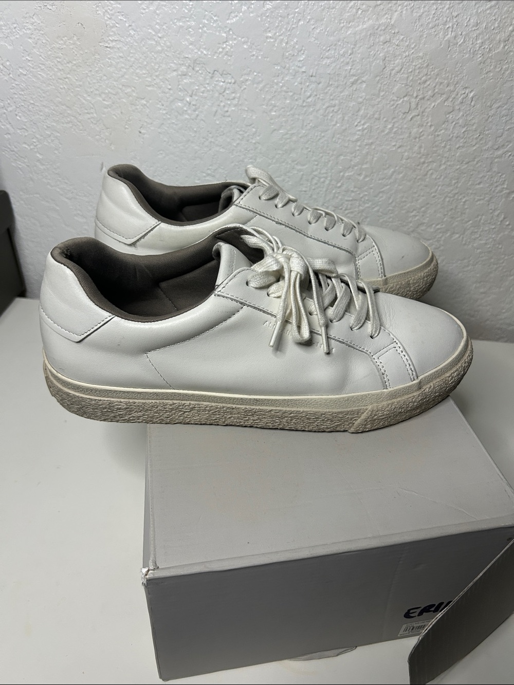 All Saints White Leather Low-Profile Lace-Up Sneakers